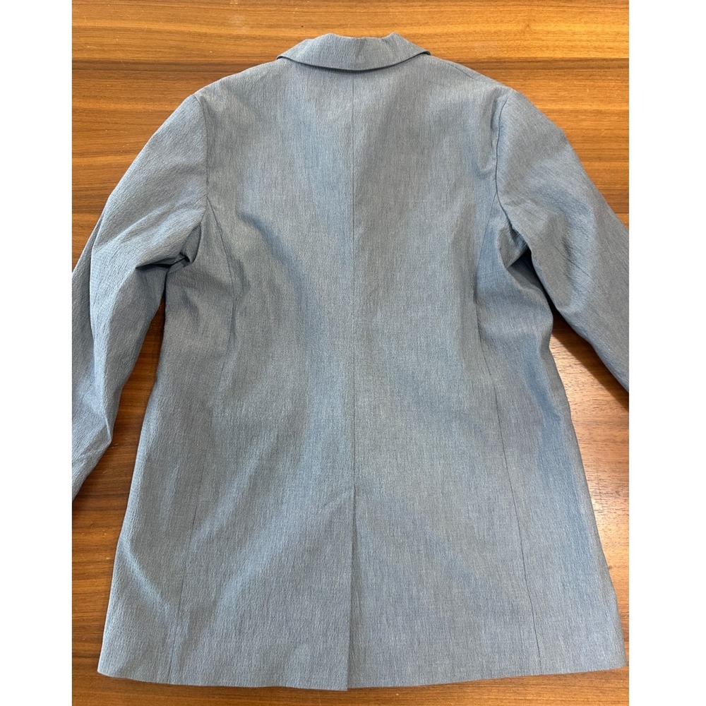 Iris & Ink Blazer Organic Cotton Size 10 Grey Two Button Professional Career - Picture 7 of 11
